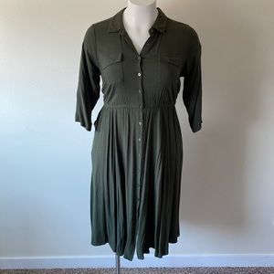 NWOT Green TORRID Midi Shirt Dress with Pockets! Sz 2